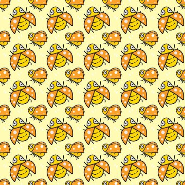 Sarı arka planda arıları olan kusursuz çizgi film deseni.