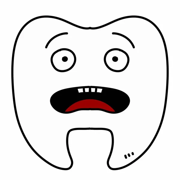 Uma Ilustração Desenho Animado Dente Branco Com Rosto Quebrado — Fotografia de Stock