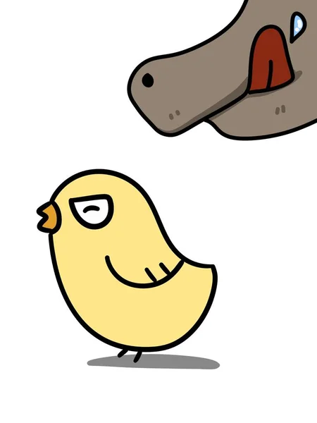 Arte Dibujos Animados Garabato Feliz Pájaro — Foto de Stock