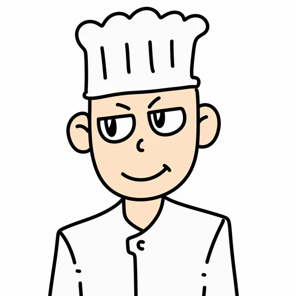 Art Cartoon Szef Kuchni Człowiek Skrzyżowanymi Ramionami — Zdjęcie stockowe