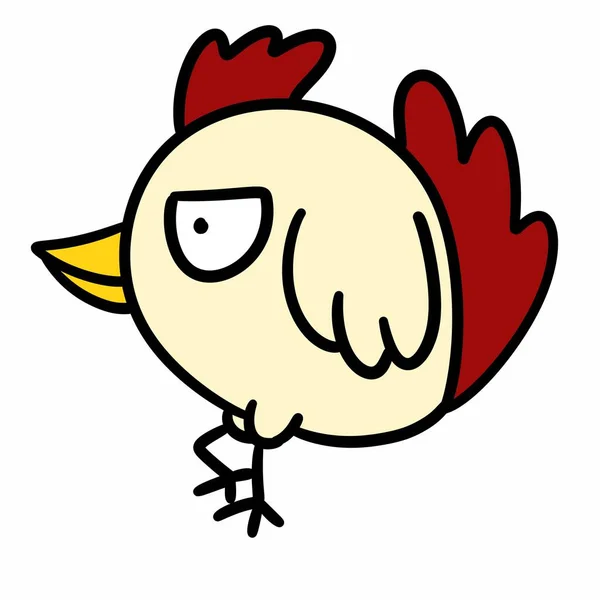 Karikatür Karalama Kızgın Tavuk Beyaz Arka Planda — Stok fotoğraf