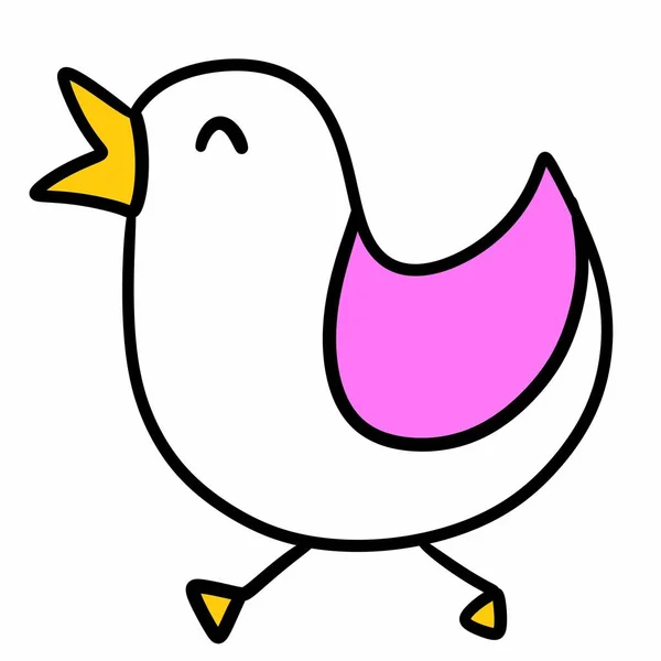 Carino Uccello Cartone Animato Sfondo Bianco — Foto Stock