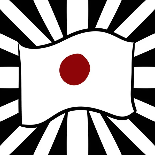黒と白の背景に日本の漫画の旗 — ストック写真