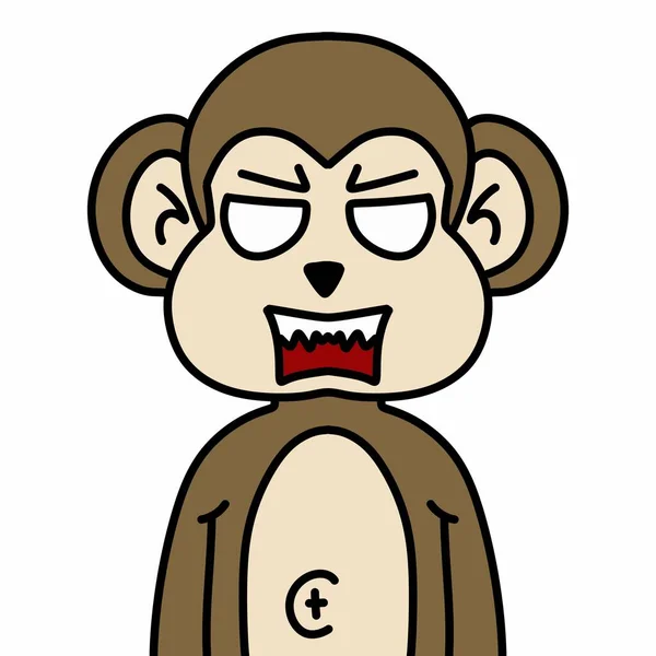 Desenho Animado Macaco Fundo Branco — Fotografia de Stock