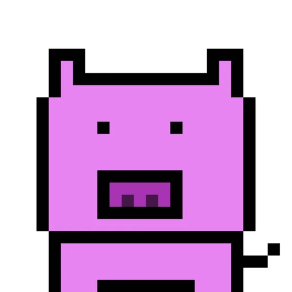 Pixel Art Cute Pig Cartoon — 스톡 사진