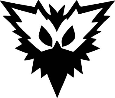 Siyah ve beyaz şeytani canavarın çizimi