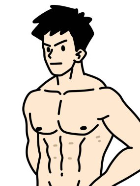 Beyaz arka planda sevimli bir adam çizgi filmi