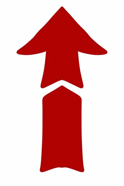 Czerwony Sztandar Strzałki Białym Tle — Zdjęcie stockowe