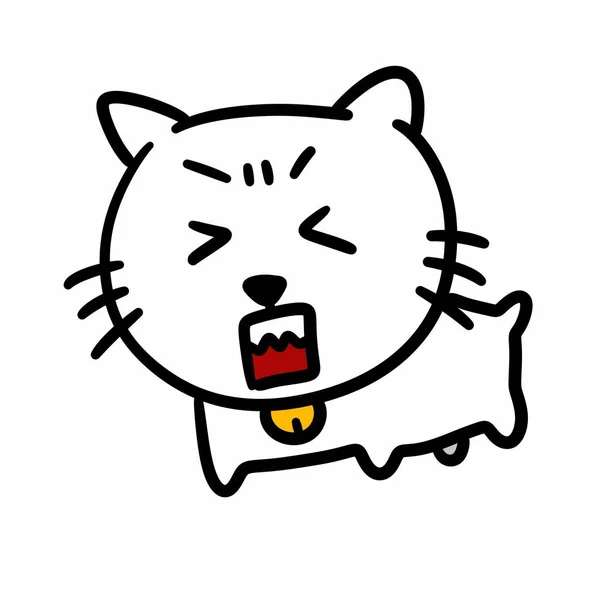 Kreslená Kočka Bílém Pozadí — Stock fotografie