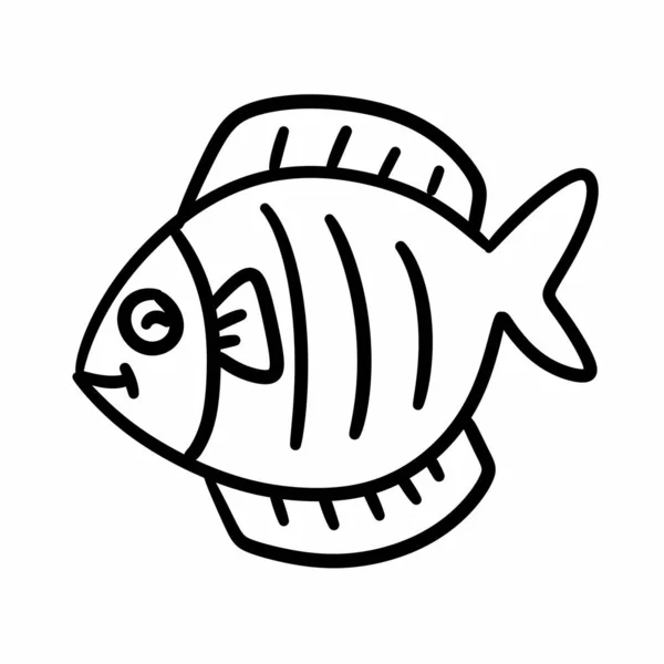 Pesce Icona Del Cartone Animato Sfondo Bianco Contorno — Foto Stock