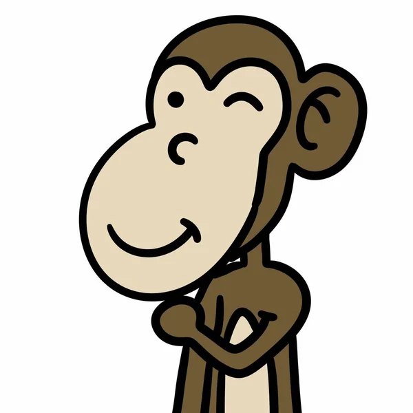Roztomilý Opice Karikatura Bílém Pozadí — Stock fotografie