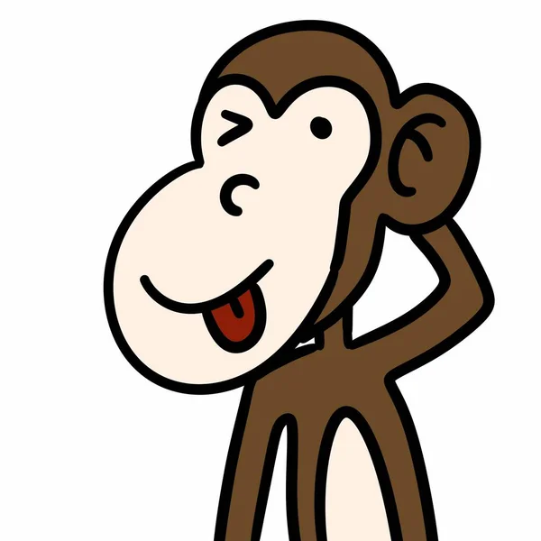 Roztomilý Opice Karikatura Bílém Pozadí — Stock fotografie