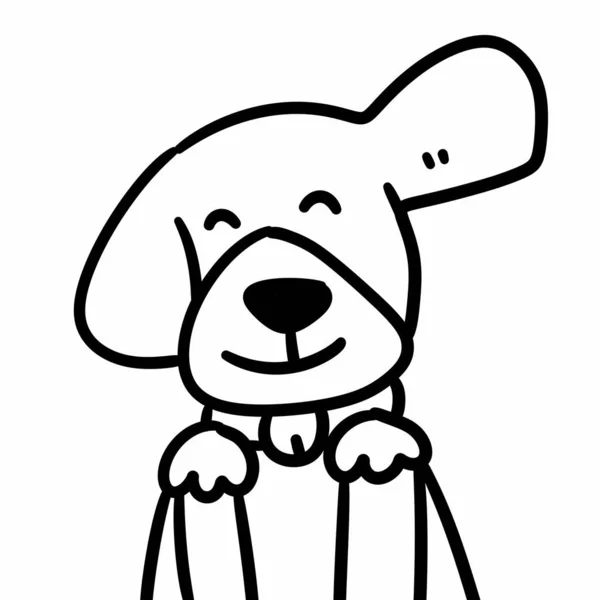 白い背景の犬のライン漫画 — ストック写真