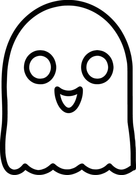 Preto Branco Ícone Desenho Animado Fantasma Ilustração — Fotografia de Stock