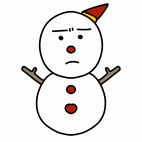 Sneeuwman Cartoon Karakter Geïsoleerd Witte Achtergrond — Stockfoto