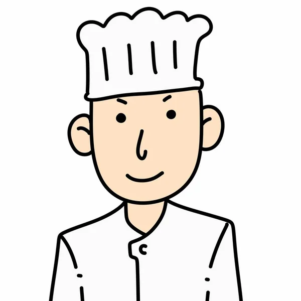 Dessin Animé Heureux Chef Homme Sur Fond Blanc — Photo