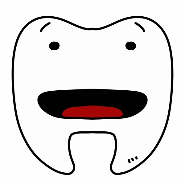 Cartoon Doodle Tooth White Background — Stock Photo, Image