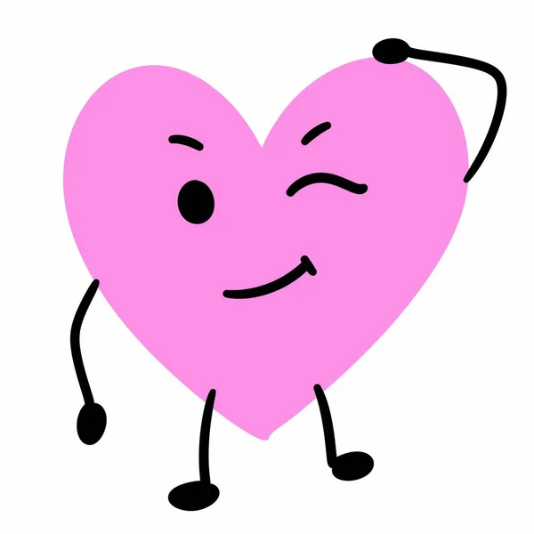 Cute Heart Cartoon White Background — Stock Photo, Image