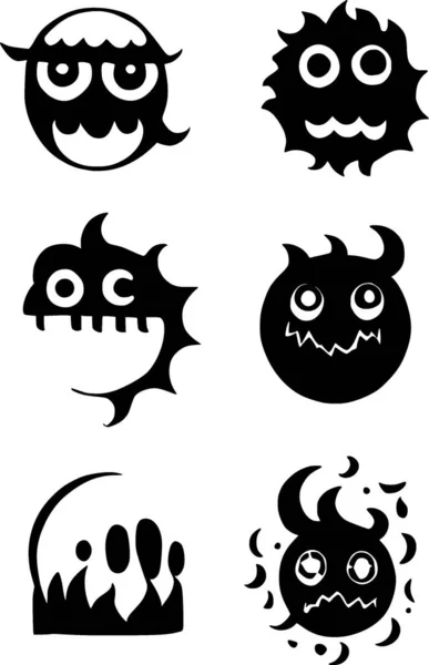 Monstre Maléfique Icône Halloween Dessin Animé Dans Style Solide — Photo