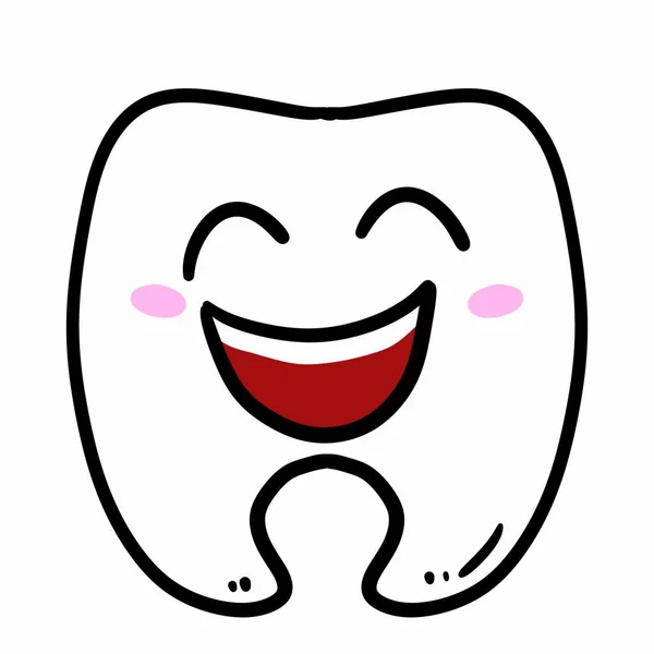 Ładny Ząb Kreskówki Białym Tle Ilustracja — Zdjęcie stockowe