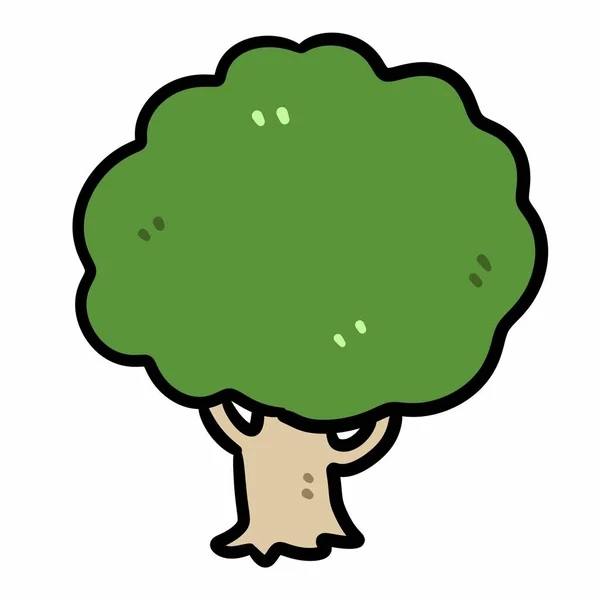 Cartoon Doodle Big Green Tree White Background — Stock Photo, Image