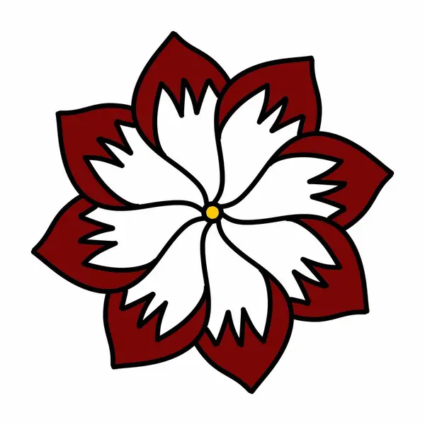 Flor Vermelha Preta Fundo Branco — Fotografia de Stock