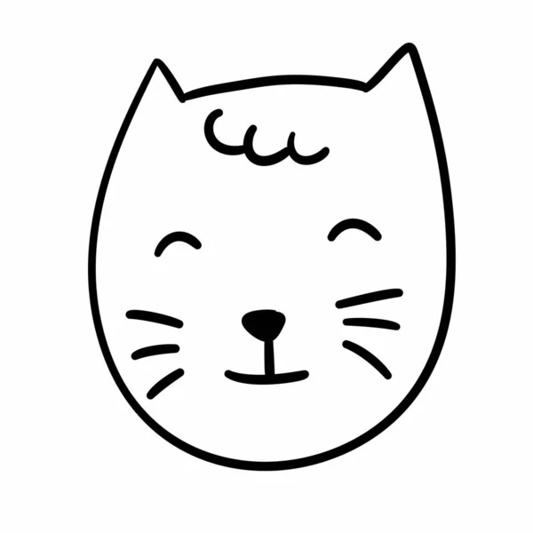猫ヘッドアイコンアウトラインイラスト — ストック写真