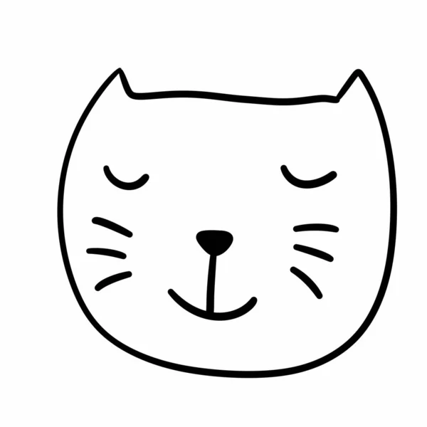 Kedi Başı Simgesi Çizimi — Stok fotoğraf