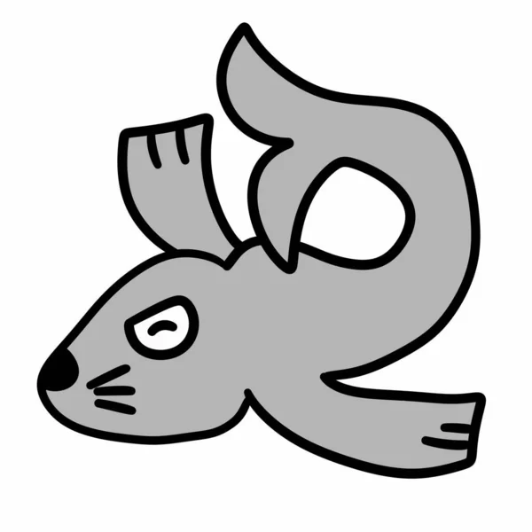 Cartoon Illustratie Van Schattige Zeehond Geïsoleerd Witte Achtergrond — Stockfoto