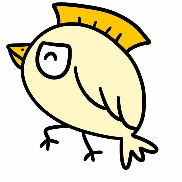 Cartoon Doodle Lustige Vogel Auf Weißem Hintergrund — Stockfoto