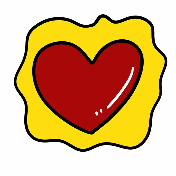 Καρτούν Doodle Καρδιά Κίτρινο Και Κόκκινο Χρώμα — Φωτογραφία Αρχείου