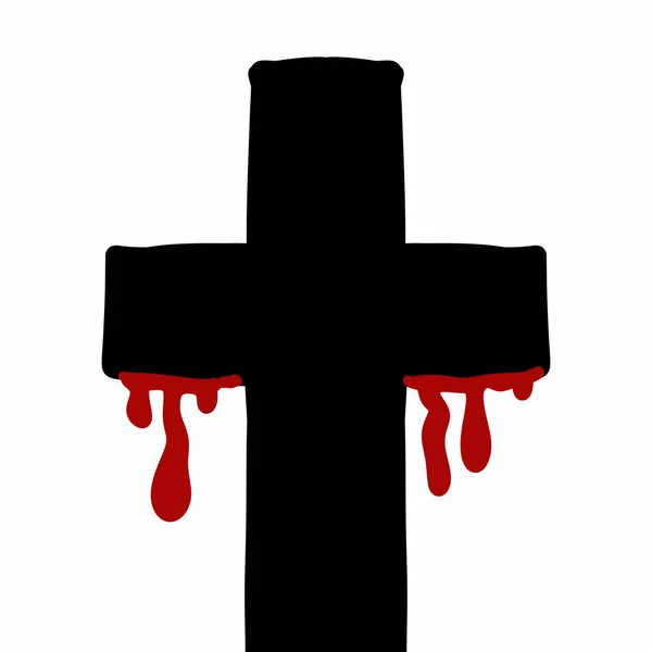 Kruis Met Bloed Christelijk Kruis Witte Achtergrond — Stockfoto