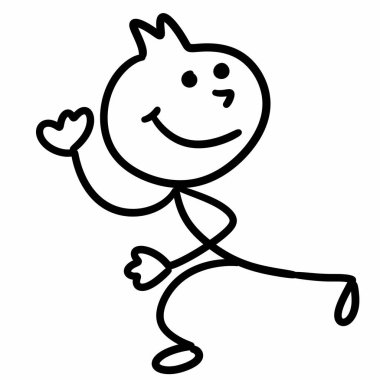 Beyaz arka planda sevimli ve mutlu bir çizgi film.