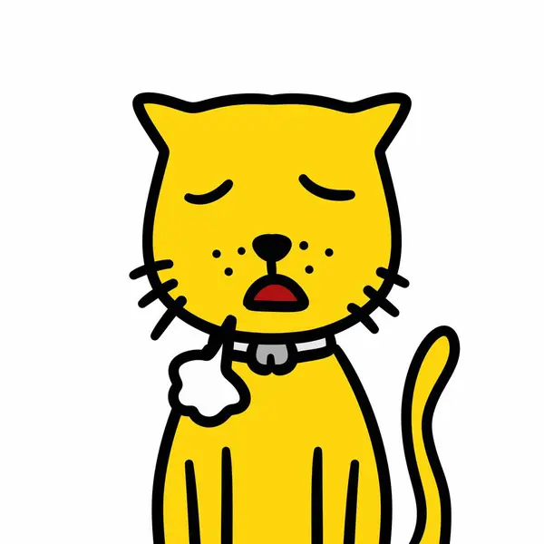 Kreslená Ilustrace Kočky Smutným Znamením — Stock fotografie
