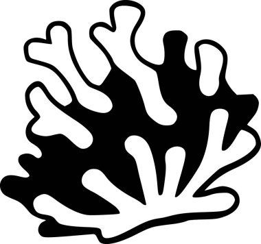 Deniz yosunu silueti izole edilmiş. Beyaz arka planda deniz bitkileri.