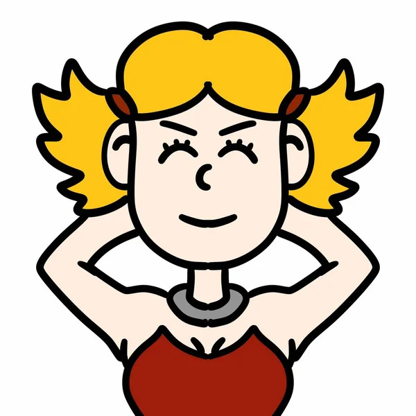 Cartoon Doodle Woman Hands Hips — Stock Photo, Image