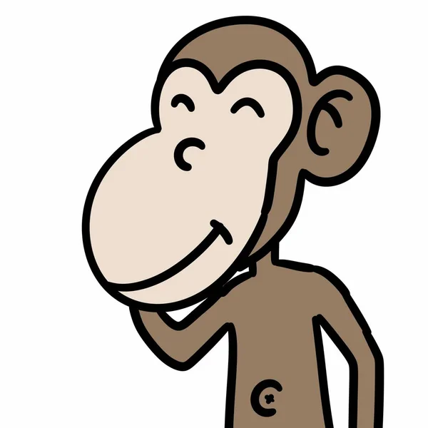 Illustrazione Scimmia Cartone Animato Sfondo Bianco — Foto Stock