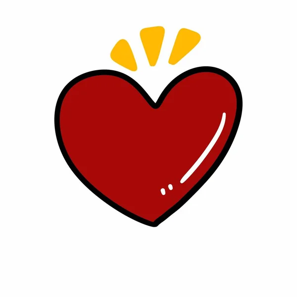 red heart cartoon on white background