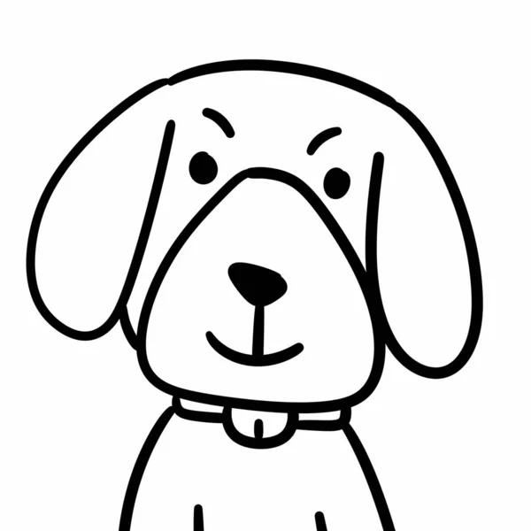 Cartoon Hond Zwaaien Met Hand Getrokken Stijl Illustratie — Stockfoto