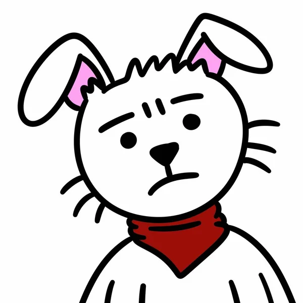 悲しい漫画のウサギは耳に弓で — ストック写真