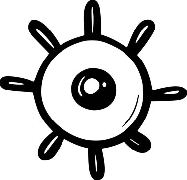 Beyaz arkaplanda bir virüsün siyah simgesi