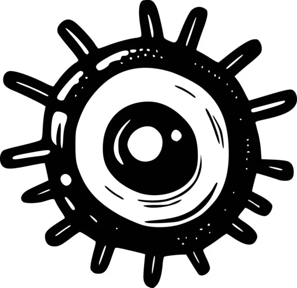 白色背景上的病毒的黑色图标 — 图库照片