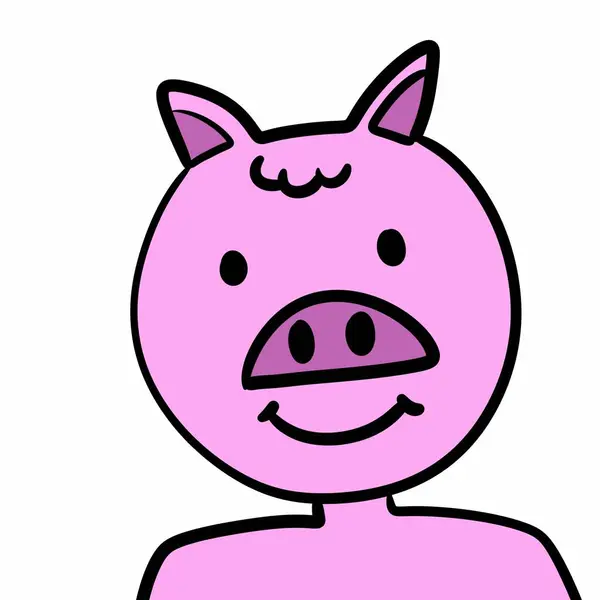 Cute Cartoon Pig Big Eyes — Stock Photo, Image