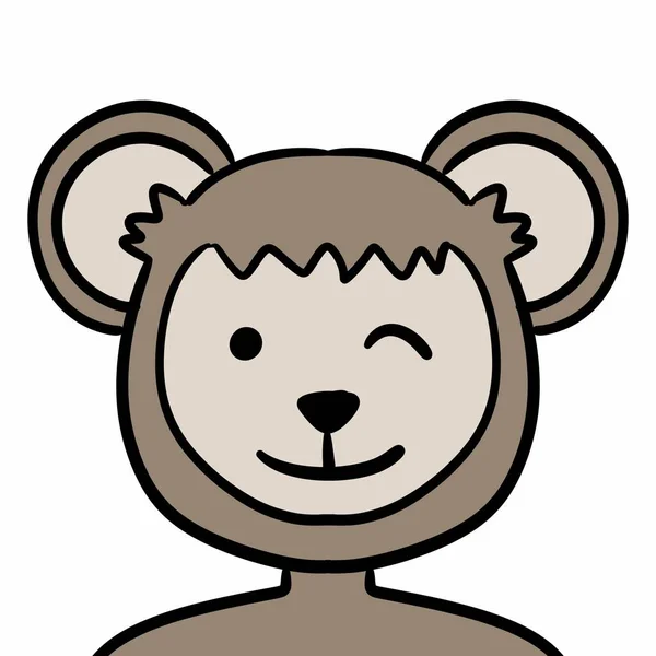 cute teddy monkey head illustration design