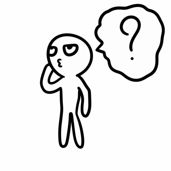Desenho Animado Homem Confuso Com Ponto Interrogação Símbolo Ilustração — Fotografia de Stock