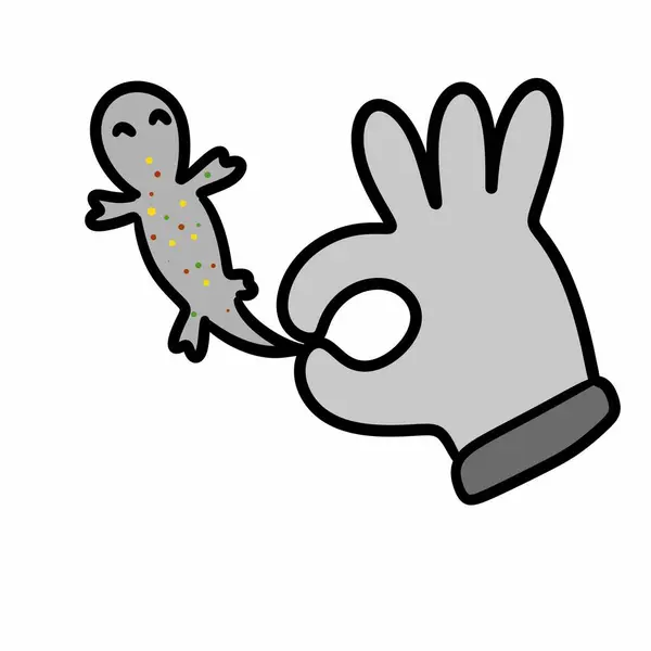 Рука Намальована Карикатура Милої Ящірки — стокове фото