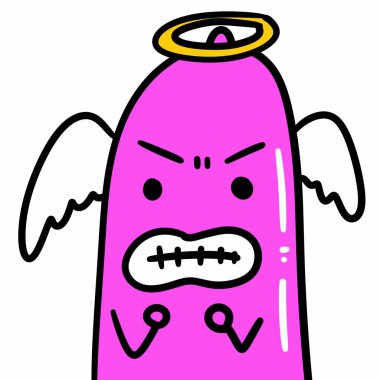 Beyaz arka planda sevimli prezervatif karikatürü