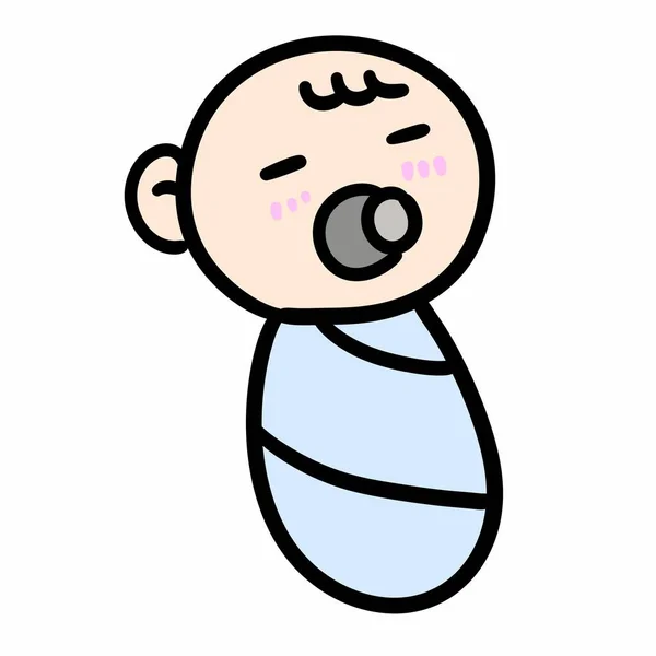 Cartoon Baby Jongen Met Spraakbel Sticker — Stockfoto
