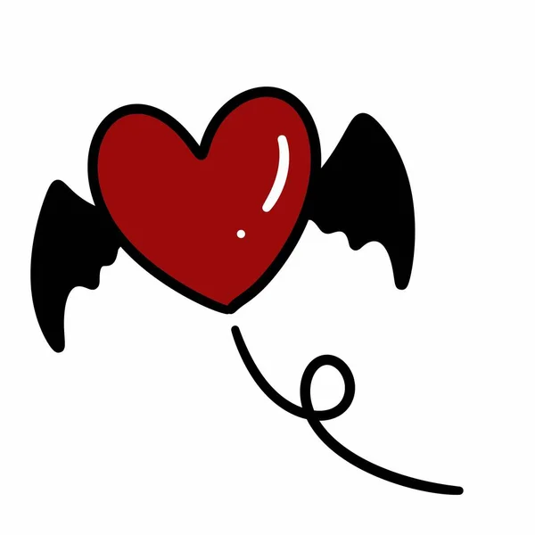 Coração Com Morcego Conceito Halloween — Fotografia de Stock