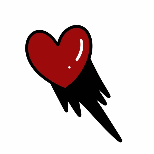 Serce Czerwoną Strzałą Ilustracja Stylu Doodle — Zdjęcie stockowe